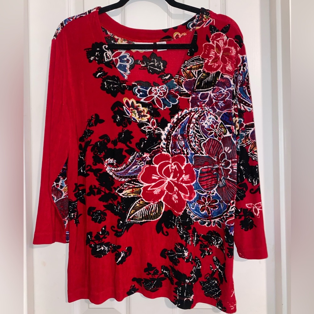 Travelers by Chico’s Vibrant Floral Women's Blouse